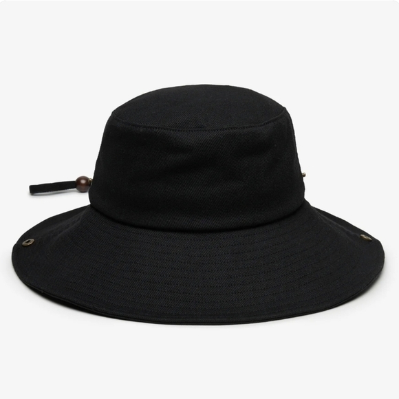 New Wyeth Birdie UPF 50 Sun Rated Packable Black Strap Bucket Hat One Size NWT main image 5